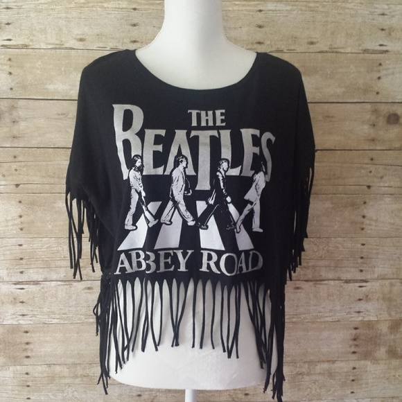 Apple | Tops | The Beatles Abbey Road Graphic Crop Fringe Tee | Poshmark